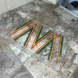 Vintage 90’s Acyclic Tray with Primary Colour V Shape Design Made in Taiwan  MCM
